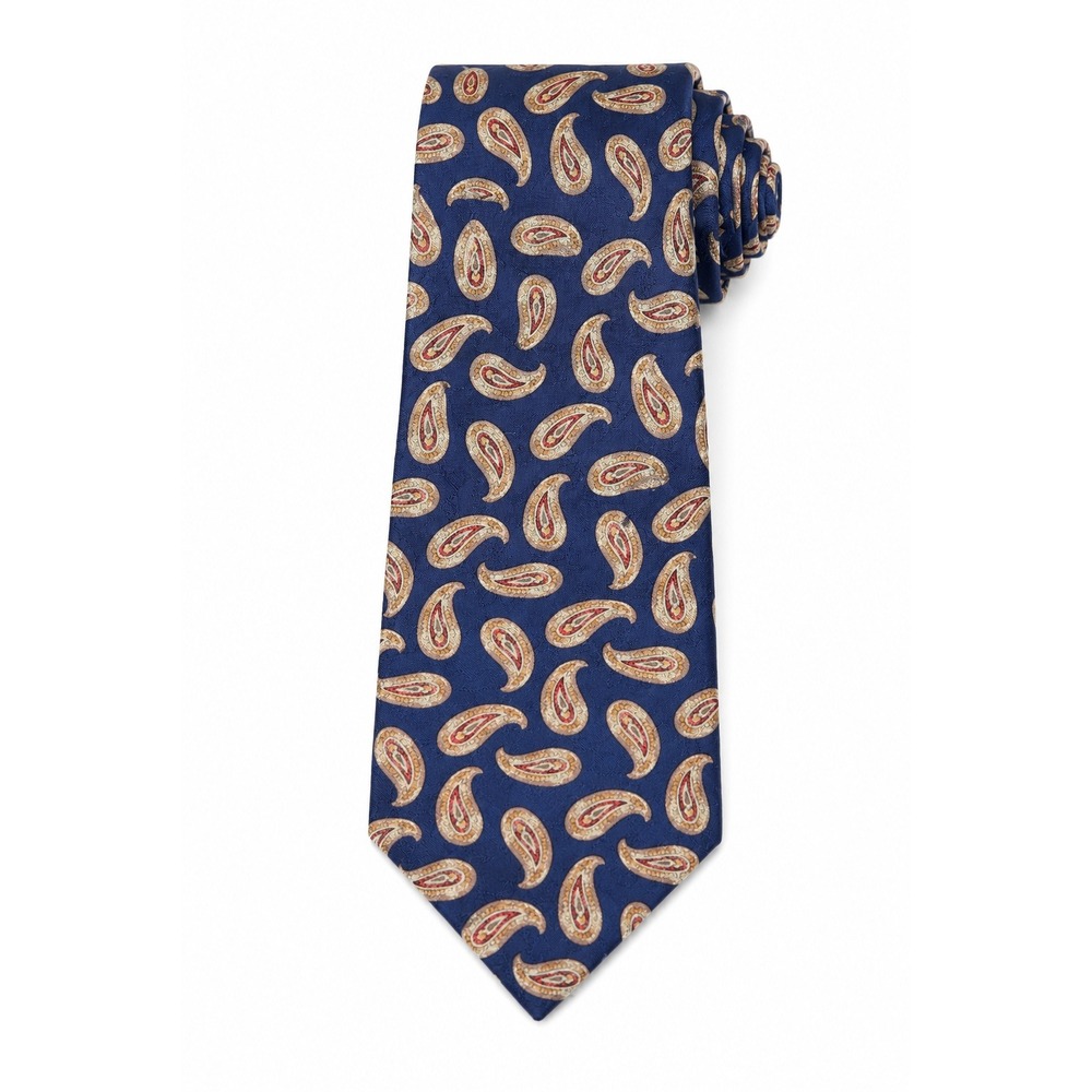 Brooks Brothers Makers Navy Paisley Tie All Silk Vintage Menswear Dress Necktie